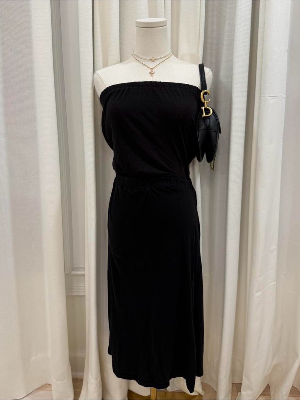 Alternative Black Strapless Midi Dress